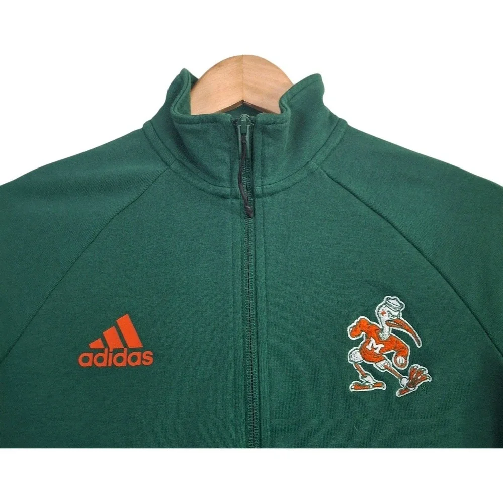 Adidas University of Miami Hurricanes Track Jacket Green Orange Womens XS Zip
